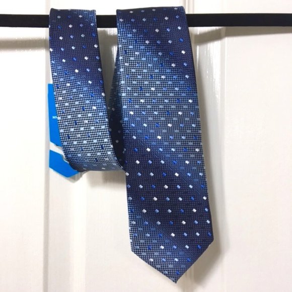 Hand Made, 100% Thai silk, Navy Blue with Pocka dot design, Men’s Tie - Picture 1 of 11